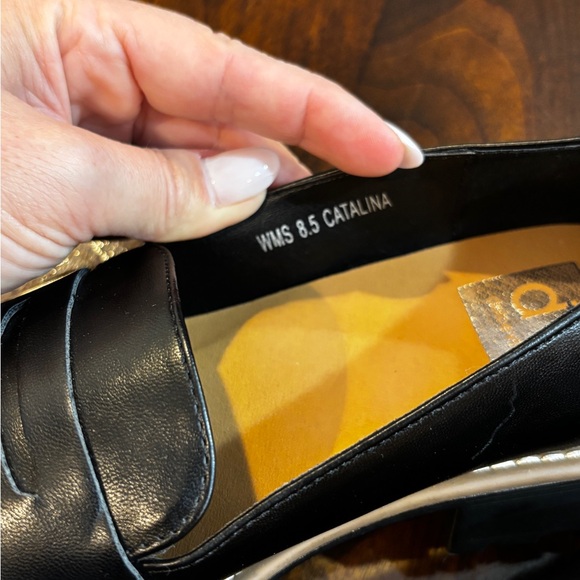 Dolce Vita Black Slip-On Loafers with White Trim - Picture 4 of 5